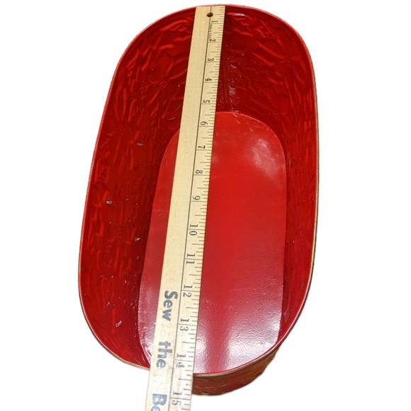 Burton & Burton Red & Gold Metal Holiday Christmas Floral Tin Planter Se… - Picture 6 of 14